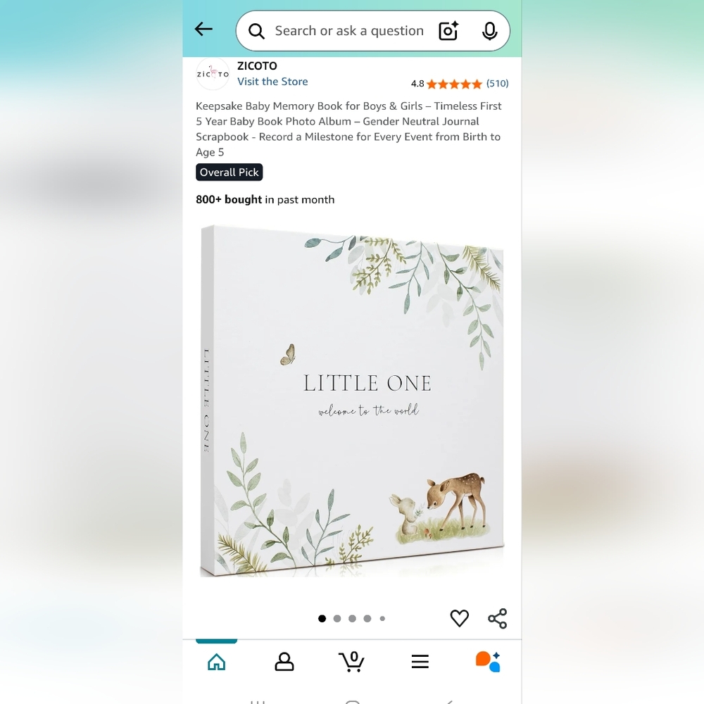 Little One Baby Memory Book - White